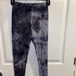 Black/Gray tye-dye leggings, Small